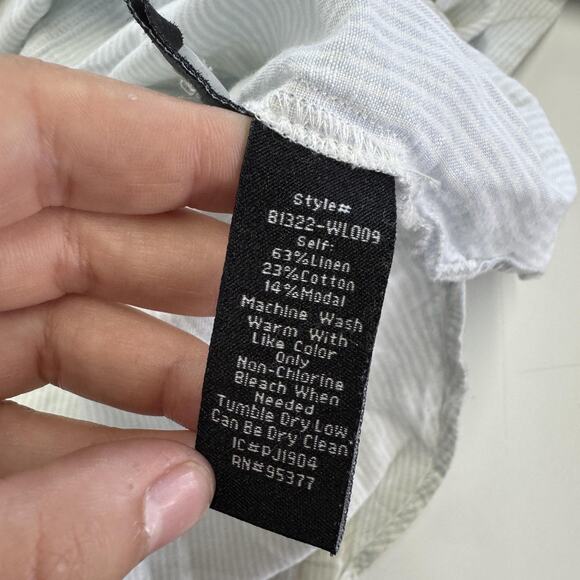 Sanctuary Shirt Womens‎ Small White Blue Striped Linen Blend Button Pullover Top - Picture 4 of 6